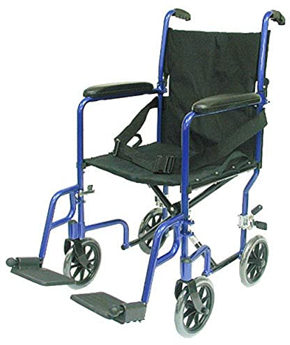 Karman Healthcare LT-2017-BL Folding Aluminum Transport Chair, Blue, 17 Seat Width