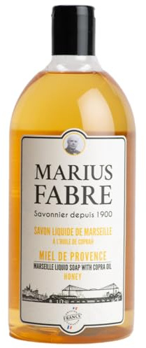 MARIUS FABRE - Savon Liquide de Marseille - A l'Huile d'Olive - Mains & Corps - Plus de 98% d'Ingrédients d'Origine Naturelle - Origine France Garantie - Parfum Provence - 1L