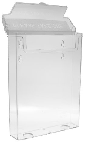 TAYMAR DIN A5 Prospekthalter, Prospektbox mit Deckel, Wetterfest (auch für den Außenbereich geeignet), Klar