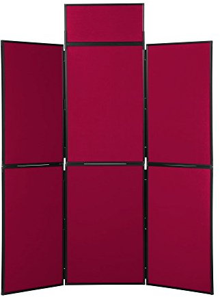 Panelwarehouse Panel Folding Display Board Stand, Nyloop Fabric - 2 Frame Colours & 11 Colours (Wine with Black Frame, 6 Panel)