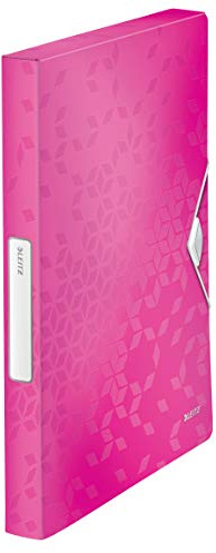 Leitz 46290023 Box File, Holds up to 300 A4 Sheets, Elastic Closure, Flexible Plastic, Pink Metallic, WOW Range