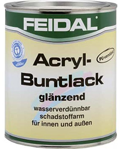 Feidal Acryl Buntlack, Farbton Laubgrün Ral 6002 / glänzend / 2,5 L/Malerqualität v. Fachmann/wasserverdünnbar, schnelltrocknender, universeller, PU-verstärkter Acryl-Buntlack auf Reinacrylatbasis