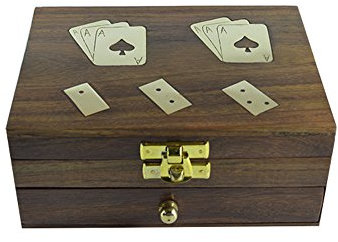 Royal Handcrafted Wooden Playing Card & Domino Game Box