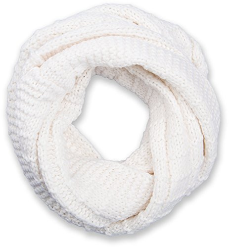 styleBREAKER Unisex Strick Loop Schal kariert, Uni Feinstrick Schlauchschal, Winter Strickschal 01018154, Farbe:Creme-Weiß