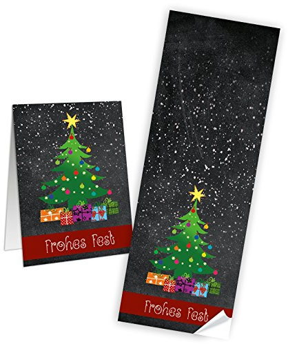 50 große Weihnachten Frohes Fest Aufkleber 7 x 21 cm Banderolen für Geschenktüten oder Paketaufkleber Premium Made in Germany Logbuch-Verlag