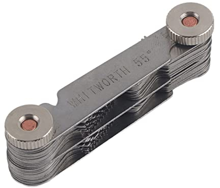 52 Stücke Gewindeschablone Edelstahl Schraube Pitch Gauge 60 und 55 Grad Gewinde Plug Gage Messwerkzeug Metrisch + imperial (52 stück)(Metric+ imperial (52pc))