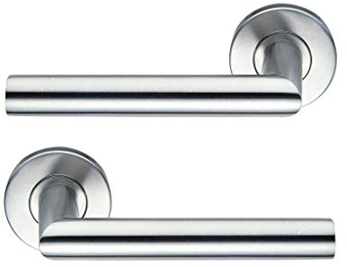 Bricard 666452 Paire de poignées de Porte sur Rosace INOX Tempo Disco, carré de 7mm