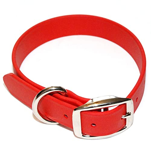 Regal Dog Products Waterproof Dog Collar, Vinyl-Coated Biothane, Large Red