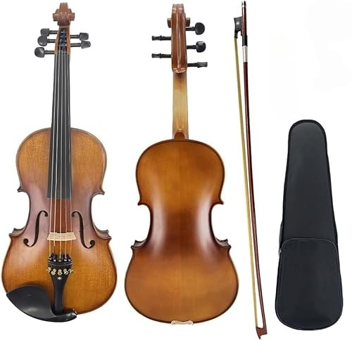 Yinfente Alto à 5 cordes en bois d'épicéa d'érable et d'ébène, fabriqué à la main, professionnel, avec étui pour alto, archet 40,6 cm, 39,4 cm, 38,1 cm