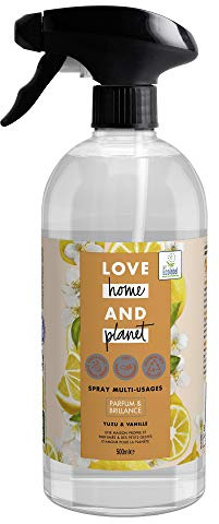 Love Home and Planet Spray Nettoyant Multi-Usages, Parfum Yuzu & Vanille, Fraîcheur, 84% d'ingrédients d'origine naturelle, 500ml