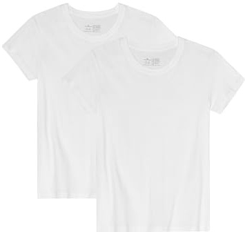 DANISH ENDURANCE T-Shirts pour Femme, Hauts en Coton Bio, Multipack, Manches Courtes, Mélange Doux Prémium, Lot de 2, Col Rond - Blanc, M