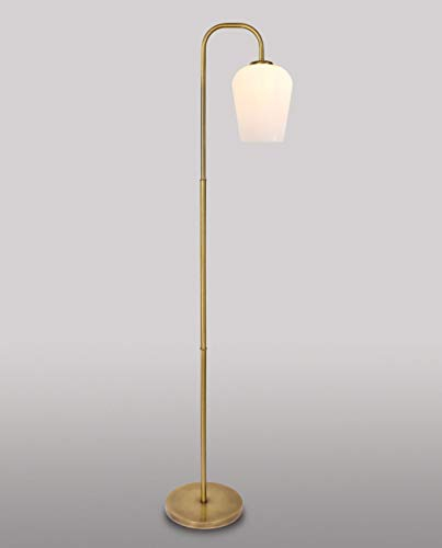 Licht-Erlebnisse Wohnzimmer Stehleuchte TALIS Echt-Messing Glas Handarbeit Vintage Design in Bronze hell E27 Stehlampe