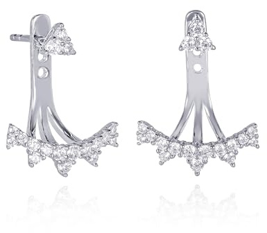 Namana Crown Ear Jacket örhängen för kvinnor i 925 sterlingsilver. Örhänge klättrare örhängen för kvinnor i guld eller silver, 925 sterling silver örhängen för kvinnor med kubisk zirkon ädelstenar.,