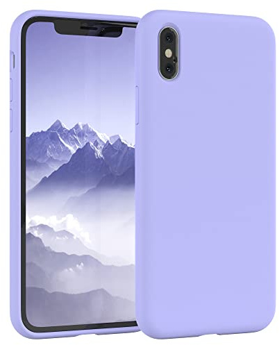 EAZY CASE Premium Silikon Handyhülle kompatibel mit iPhone X/XS Slimcover mit Kameraschutz und Innenfutter, Silikonhülle, Schutzhülle, Bumper, Handy Case, Hülle, Softcase, Lavendel Lila
