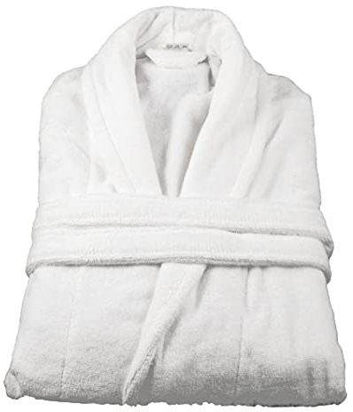 House of Emily Women's Men's 100% Turkish Cotton 400gsm Terry Towelling Shawl Collar Bathrobe Dressing Gown (Large - Chest Size 49 - 52 | Length 50, White)