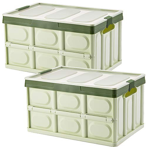 Yiketary 2er Pack Faltbare Aufbewahrungsbehälter mit Deckel Kisten Kunststoff Klappbox Transportbox Container 30L Lagerbehälter Für Kleidung, Bücher, Snack Aufbewahrungsboxen Regalkörbe Storage B