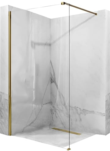 Rea Parete Doccia AERO GOLD 120 - WALK IN Vetro temperato di sicurezza trasparente 8 mm (Oro)