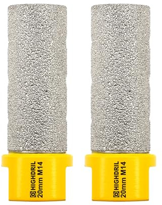 HIGHDRIL Foret de fraisage diamant pour agrandir et façonner des trous, 2 pièces de diamètre 20 mm (4/5) foret de noyau de forage à sec pour porcelaine, céramique dure, granit et marbre