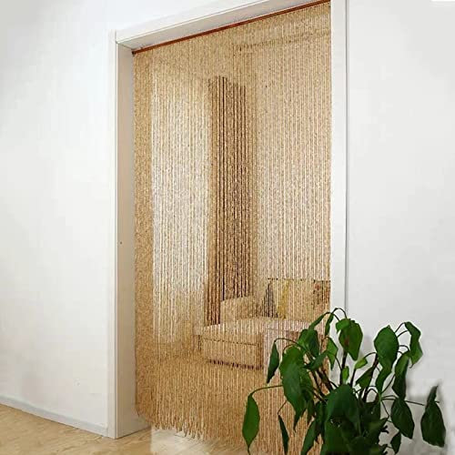Bamboo Beaded Curtain Natural,String Bead Curtain Fly Screen Doors Cutain,Doorway Curtain Room Divider,Hanging Beads Blind Screen Curtain,For Partition Room,customizable (90 strands (90x180cm))