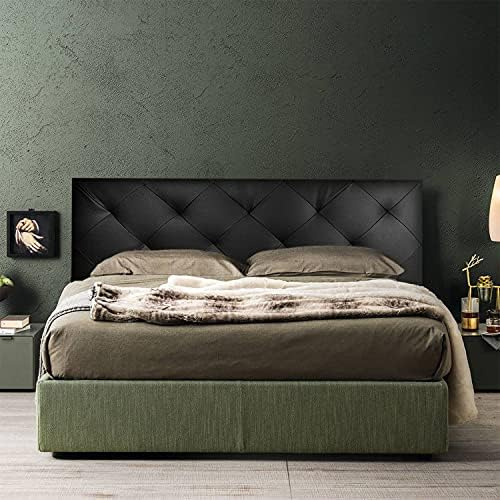 P17 - TESTIERA | Spalliera in Ecopelle | Colore Nero | Cuciture Rombi | Dimensioni L.180 H.80 |