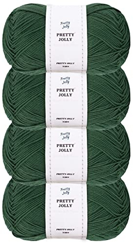 Pretty Jolly 4 Skeins Soft Baby Yarn(Green) | 100% Cotton, Crochet & Knitting, 4 Ply, Fingering Weight, Blanket Yarn for DIY Craft, Total Length 4×160m/4×53g