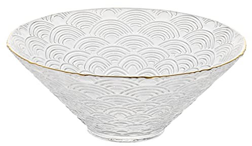 BOSUGE Glass Salad Bowl Clear Japanese Ramen Bowl Decorative Fruit Bowl Mixing Bowl Serving Bowl Glass Tableware for Fruits Salads Cereal Pasta Prep
