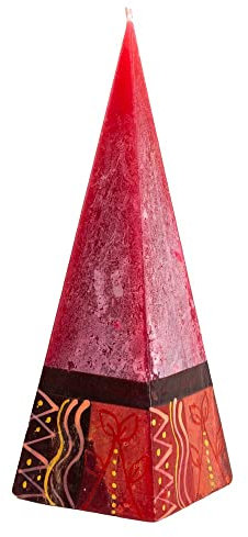 Kapula Candela a piramide sudafricana, commercio equo e solidale, dipinta a mano, con motivo Safari, color oro, 7 x 20 cm
