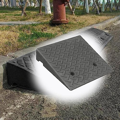 COKYIS Bürgersteig Auffahrrampe Bordsteinrampe Auto Rampen Auffahrkeil, rutschfeste Rollstuhlrampe 8-21cm Schwellenrampe Für Niedrige Autos/Garage (Size : 50 * 50 * 17cm)