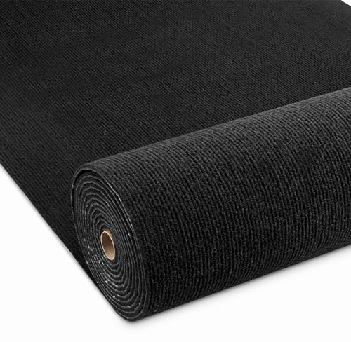 Livelynine Teppich Wohnzimmer Schlafzimmer Flur Rutschfest Auslegware Teppichboden Meterware 400 cm X 60cm Breit Abwaschbare Teppich Bodenbelag Schwarz für Büro Gewerbe Haus Bodenteppich Kinderzimmer