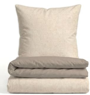 biberna Premium-Melange-Flanell Bettwäsche 135x200 cm beige – Biber 2-teilig | 100% Baumwolle, wärmend & weich | Kissenbezug 80x80 cm | Paspel & Reißverschluss | Winter-Bettwäsche Uni | Modell 0840500