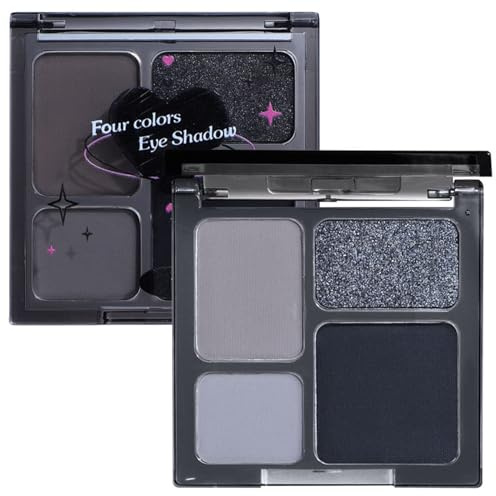 EONFAVE 4 Farben Rauchige Lidschatten Palette, Kühle Töne Lidschatten Matter Schimmer Eyeshadow Palette, Glatte Textur Punk Style Eyeshadow Hochpigmentiert Smokey Schminke Palette