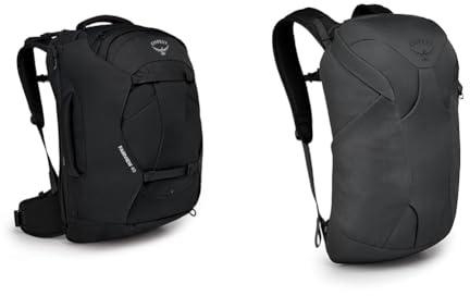 Osprey Europe Damen Fairview 40 Rucksack, Schwarz, Einheitsgröße & Farpoint Fairview Travel Daypack Unisex Travel Backpack Tunnel Vision Grey O/S