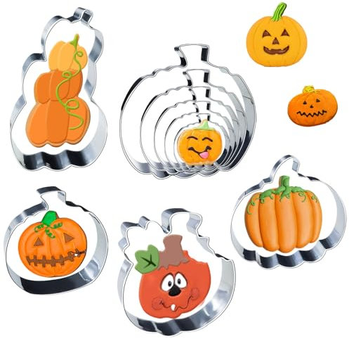 Kürbis Ausstecher 9 Stück Halloween Ausstechformen Herbst Kürbis Pumpkin Cookie Cutter Halloween Ausstecher Keksausstecher Kürbis Ausstechform Kürbis Kekse Ausstechen für Plätzchen