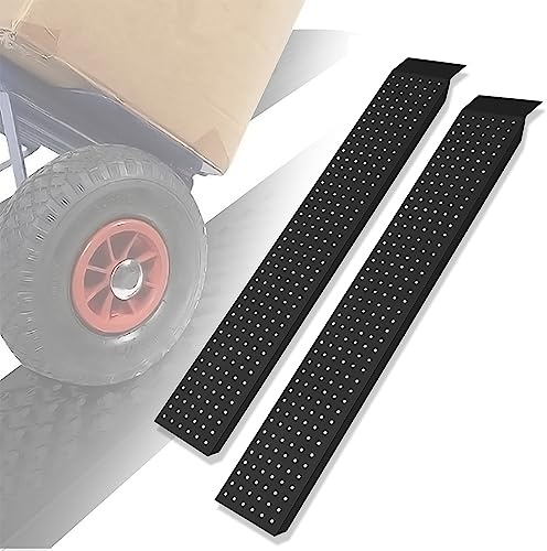 LILIIN 2X Auffahrrampe PKW Verladerampe 400 kg Verladeschiene Verzinkter Stahl Laderampe Anhängerrampe Tragfähigkeit Alu Rampe für Motorrad, Anhänger, Rasenmäher, Rasentraktor (160cm, Schwarz)