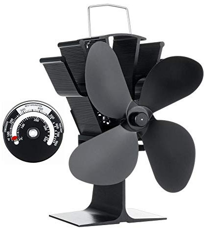HPTHLY 4 Blades Black Stove Fan With Temperature Monitor Fireplace Fan Wood Burner Stove Thermal Heat Power Stove Fan