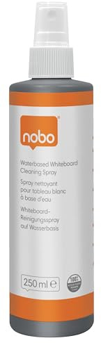 Nobo Whiteboard-Reinigungsspray auf Wasserbasis, 250 ml - Sanfter und effektiver Reiniger für den täglichen Gebrauch, 1915708