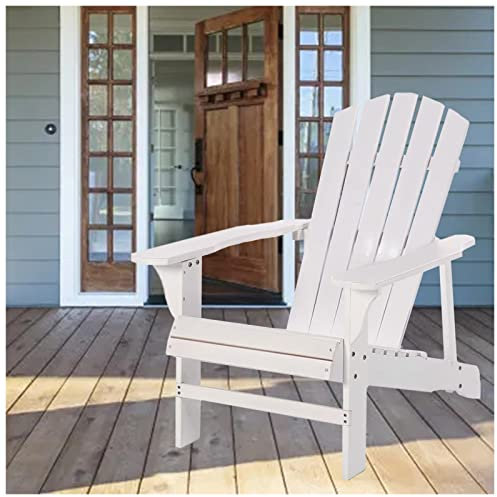 Adirondack Chaise longue en bois pour extérieur, terrasse, cour, jardin, piscine, pergola classique inclinable avec finition blanche, idéale pour plage, terrasse, balcon, intérieur/extérieur