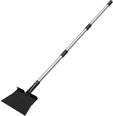 Foppla Gartenschaufel Hundekotschaufel multifunktionale Flachschaufel, Verstellbarer Griff, Wandreinigungsschaufel, Unkrautschaber aus Manganstahl,Unkrautjäten im Garten, Schnee (Schwarz)