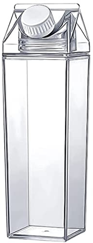 Foppla Bottiglia d'acqua a forma di cartone del latte, a prova di perdite, con 2 beccucci, portatile, per latte, acqua, succo, tè, per viaggi, sport, campeggio, uso (500 ml)