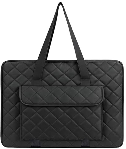 JJRING Quilt-Portfolio-Tasche, 45,7 x 61 cm, leicht, schwarz, Kunst-Leinwand, tragbare Aufbewahrungstasche für Poster, Kunstwerke, Zeichen- und Skizzierbretter
