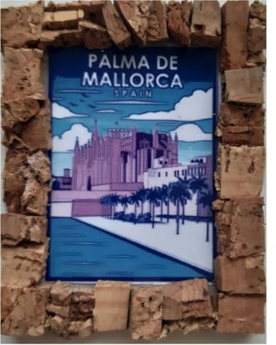 Imán para nevera, diseño de Palma de Mallorca, España, hecho a mano, para viajes, vacaciones, recuerdo, ciudad, 5 x 6 cm aprox