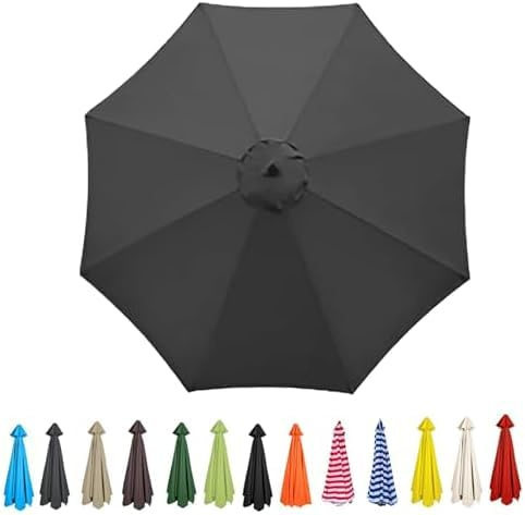 YZTTCD Sonnenschirm Schutzhülle 200cm 270cm 300cm 350cm + 8-Armiger Ersatz-Sonnenschirmstoffbezug Für Den Garten, Wasserdicht Und Mit Uv-Schutz, Grau, 8 Rippen: 350cm/11,5 Ft