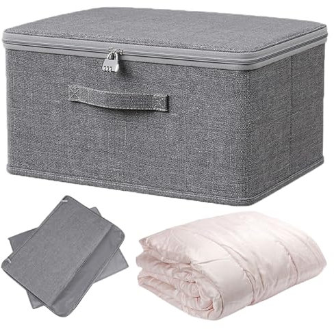 YUZHEDM Cajas Organizadoras con Tapa Caja con Cerradura 40 * 30 * 21cm de Almacenamiento Plegable con Tapa con Cerradura Adecuado Para Guardar Juguetes, Ropa, Edredones, Medicamentos