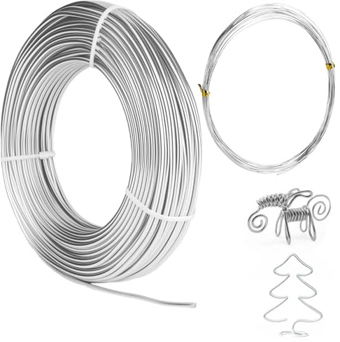 bssmmai Filo per bricolage, Ø 3 mm x 30 m, filo di alluminio, per gioielli, fai da te, filo di alluminio, argento, filo per decorazioni per la casa, adatto per il fai da te