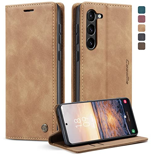 Monweicz Handyhülle für Samsung Galaxy S23 Hülle Premium Lederhülle Klappbar Flip Case Tasche Magnet Kartenfach Standfunktion Klapphülle Schutzhülle für Samsung Galaxy S23 - Braun