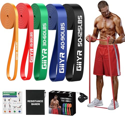 Giiyr fitnessbänder Widerstandsbänder mit 5 Stufen,Resistance Bands für Männer und Frauen,Fitnessband Set Trainingsbänder für Yoga, Pilates, Training,Klimmzughilfe, Krafttraining