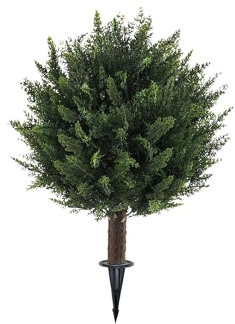 F Fityle Buis Artificiel en Plastique Haute Qualité avec Pique Sol, Buissons Réalistes 45 cm, Plante Artificielle Verdure, Faux Arbustes, Arbre Topiaire pour Clôture, Jardin, Gazebo, Balcon, Terrasse