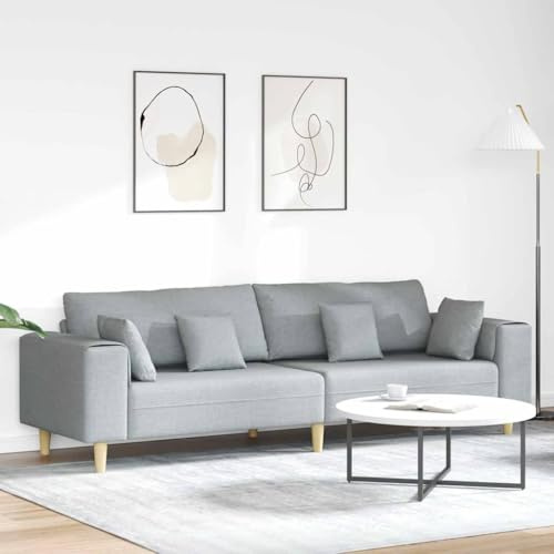 YuuSsea tygsoffa med kudde ljusgrå, 208 cm sittbredd, modern design, ventilerande polyestertyg, stabila träben för vardagsrum, loungemöbler