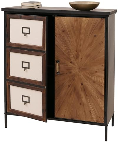 Mendler Commode de pharmacien HWC-O79 Aspect Vintage Shabby 94x80x35cm, Naturel Clair