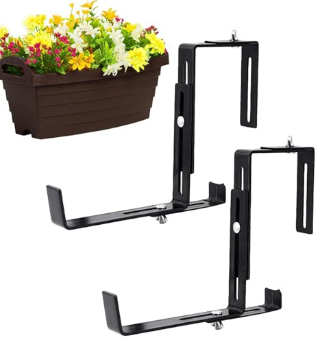 Verstellbare Blumenkastenhalter - Universal Vinyl und Holz Halterungen für Geländer und Außen mit einfacher Montage | Ideal für Balkon-, Garten- und Fensterkästen